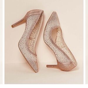 Le Chateau BW Jewel Embellished Mesh Pointy Toe Pump